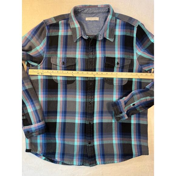 Outerknown Mens Black Plaid Blanket Shirt XXL Heavyweight button down 2XL - Picture 6 of 9